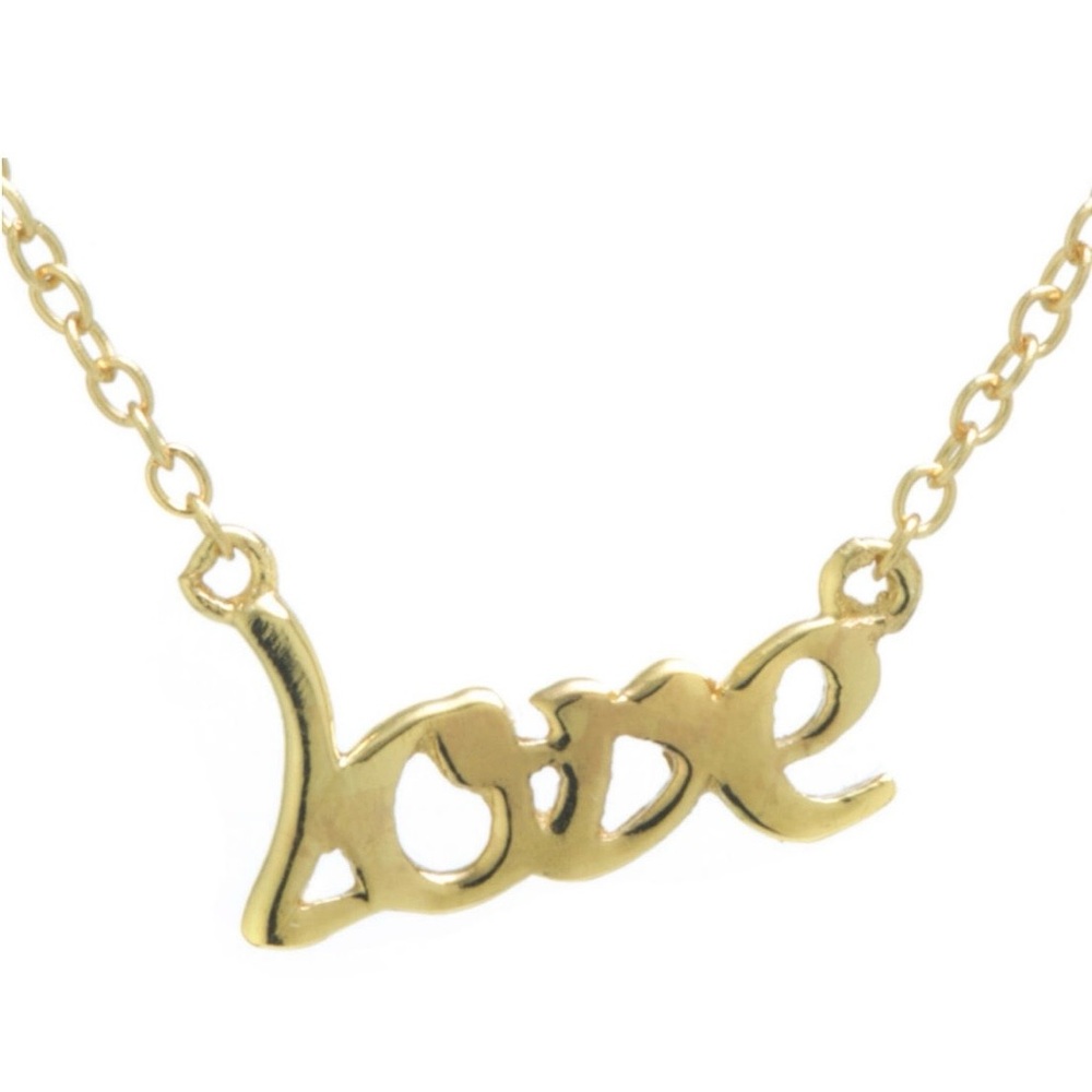Necklace 24K Gold Over Silver Love Pendant Silver Treasures NWT